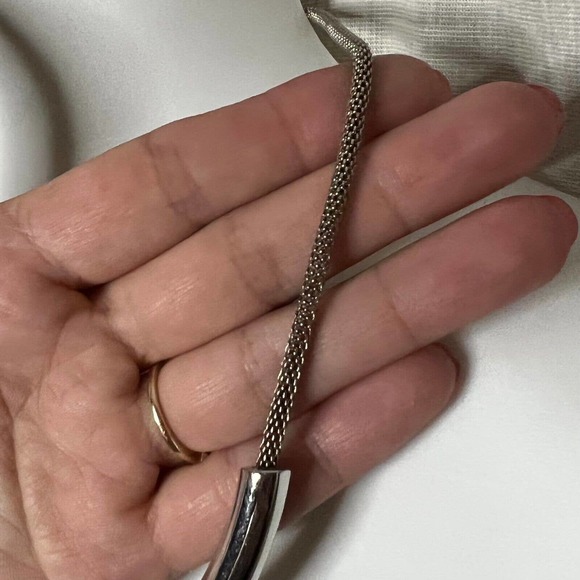 Avenue Women's Silver-Tone Metal Curved 1/2 Tube & Tube Chain Necklace - Picture 8 of 12